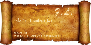 Für Lamberta névjegykártya